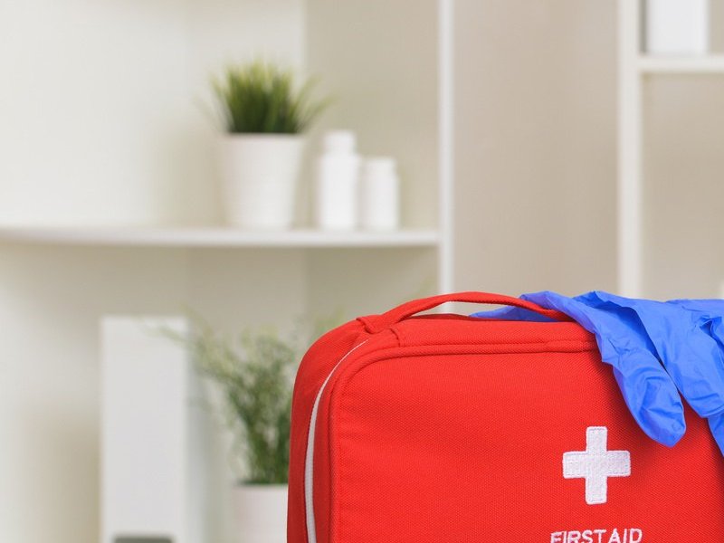Protective gloves and safety supplies used in bloodborne pathogens training